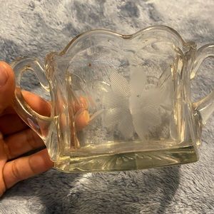 Vintage Palmeto Pattern Pressed Glass Sugar Bowl